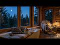 Night Forest Cabin Ambience 🐾 Purring Cat & Wind Sounds for Deep Sleep