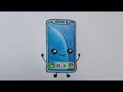 สอนวาดรูปโทรศัพท์​ไอโฟน​ 💙 How​ To​ Draw​ a​ Cute​ iPhone​ | My​ Sky​ Channel.