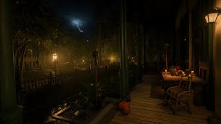 Watching a thunderstorm from the porch on Halloween Night | RDR2 ASMR