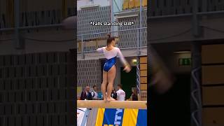 How would you react if you did this?😭 #gymnastics #fall #beam