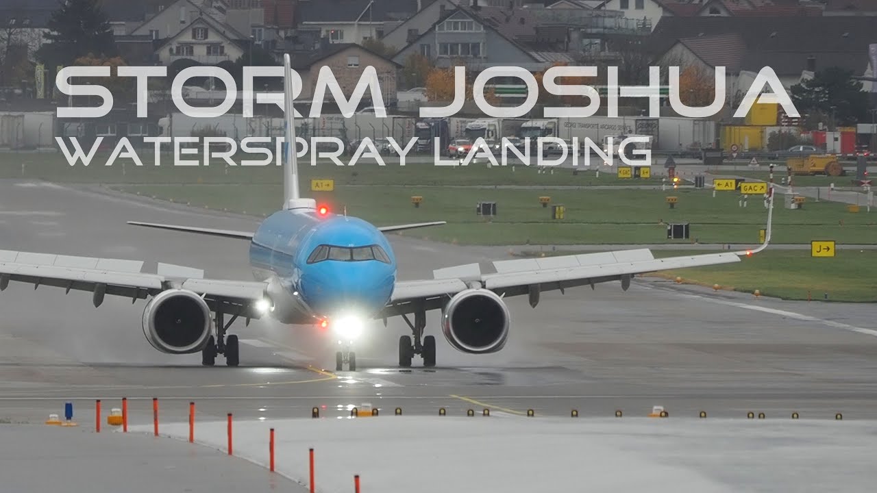 Storm "Joshua" Waterspray Landing Zurich Airport 27.10.2025 