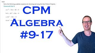 CPM Algebra Chapter 9 Problem 17
