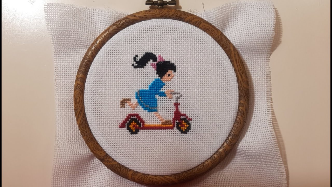 Scooter girl cross stitch | kristik scooter girl (canna kruissteek)