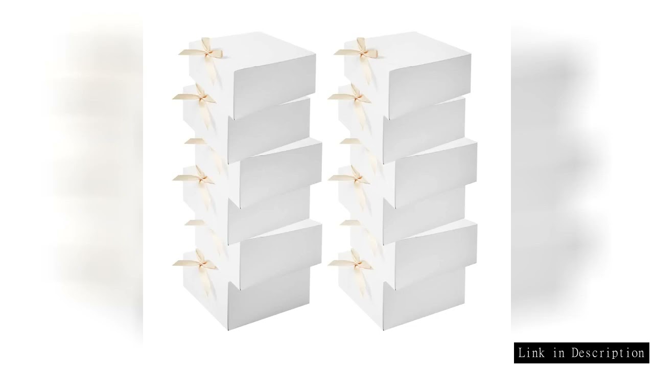 10pcs Gift Boxes with Lids, White Gift Boxes with Gold Ribbon, Bridesmaid Proposal Gift Boxes, Weddi