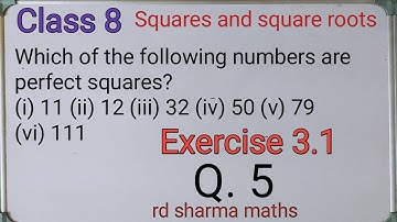 class 8 ex. 3.1 q5 squares and square roots rd sharma maths