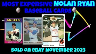 Nolan Ryan Most Expensive eBay Sales Baseball Cards - November 2023