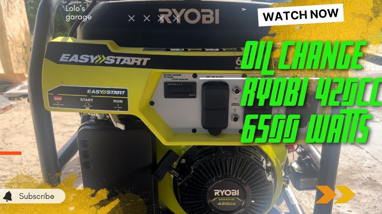 How to change engine oil of a Ryobi 420cc Generator 6500 running Watts 8125 starting watts