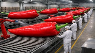 Millions of Chili Peppers Processed per Day | Inside a High-Tech Chili Sauce Factory