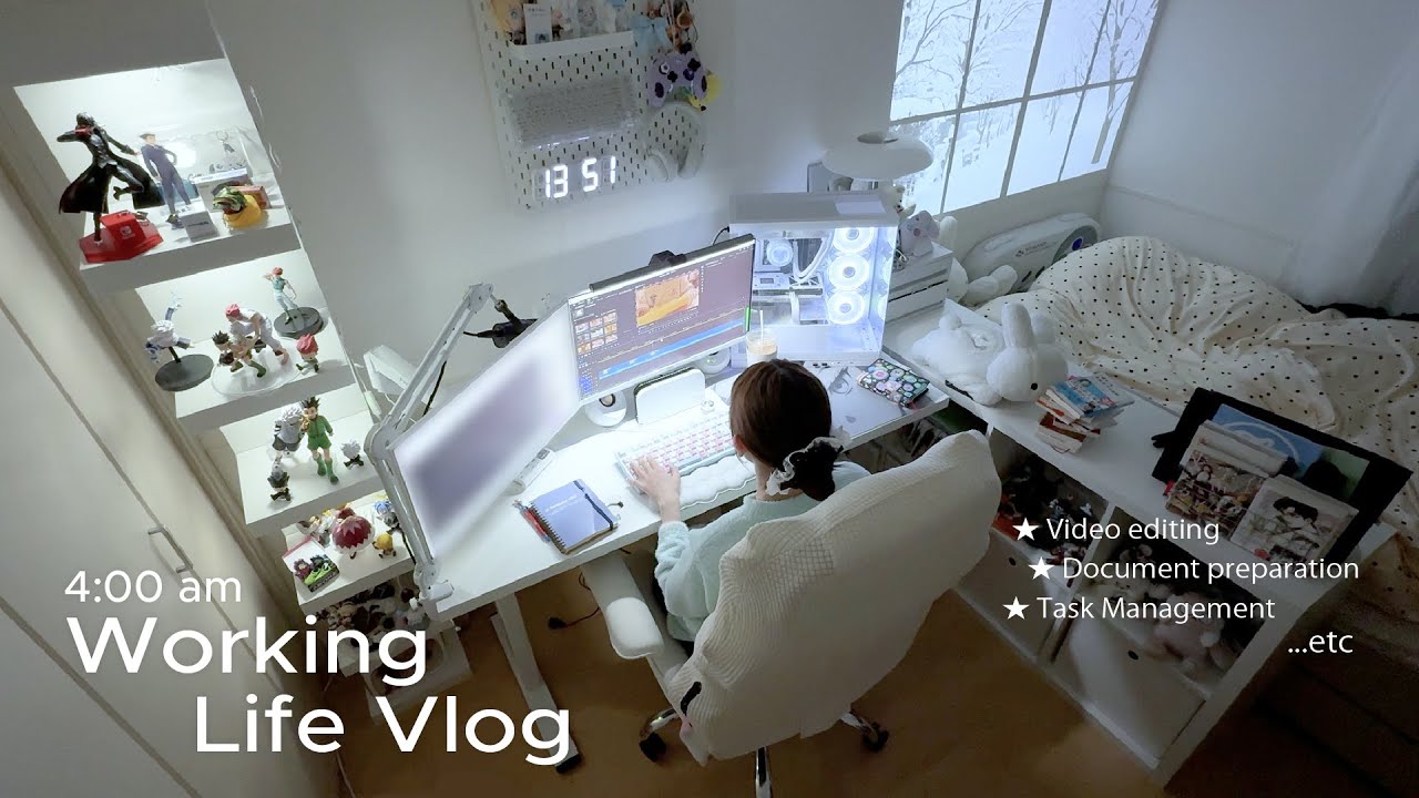 4時に起きてタスクに終われる多忙vlog🧑‍💻🌀動画編集者兼YouTuberの日常🏡📷