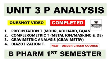Unit 3 Pharmaceutical Analysis 1st Semester (Crash Course) | Carewell Pharma