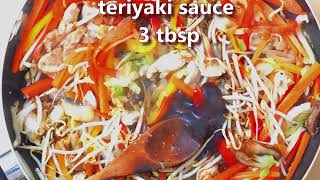 Asian veggie and chicken dinner