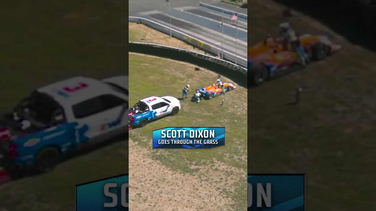 Scott Dixon Goes For A Ride Through The Grass In Portland Practice Indycar Racing