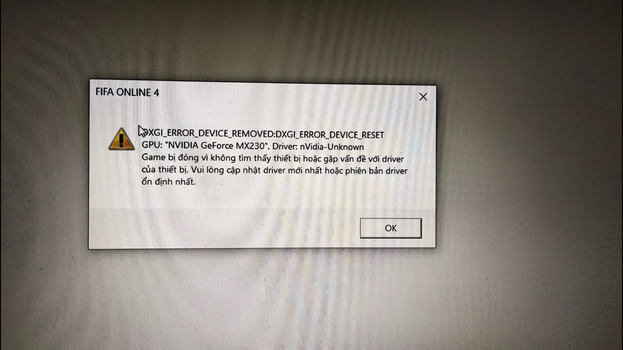 Lỗi trắng màn hình khi chơi game FC ONLINE 4