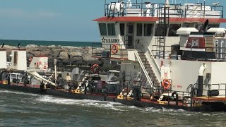 Army Dredging Vessel Does A 360 As It Heads To Sea Fully Loaded With Sand - Manasquan Inlet
