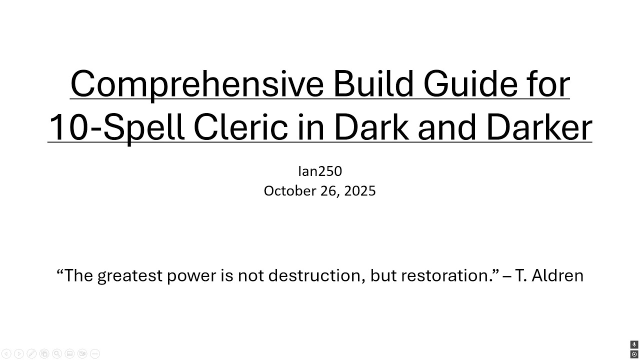 Comprehensive Build Guide for 10-Spell Cleric | Dark and Darker