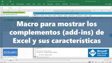 Macro para mostrar los complementos add ins de Excel y sus características