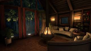 Comfortable Cabin with Rain & Fireplace Sounds to Sleep, Relax or Study