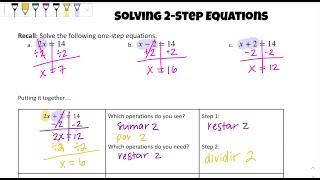 Solving 2-step Equations. Spanish