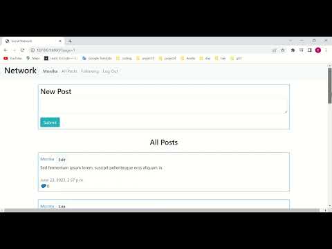 CS50 Web Programming Project 4: Network
