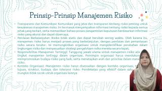 MANAJEMEN RISIKO MATERI 1 PRINSIP PRINSIP MANAJEMEN RISIKO
