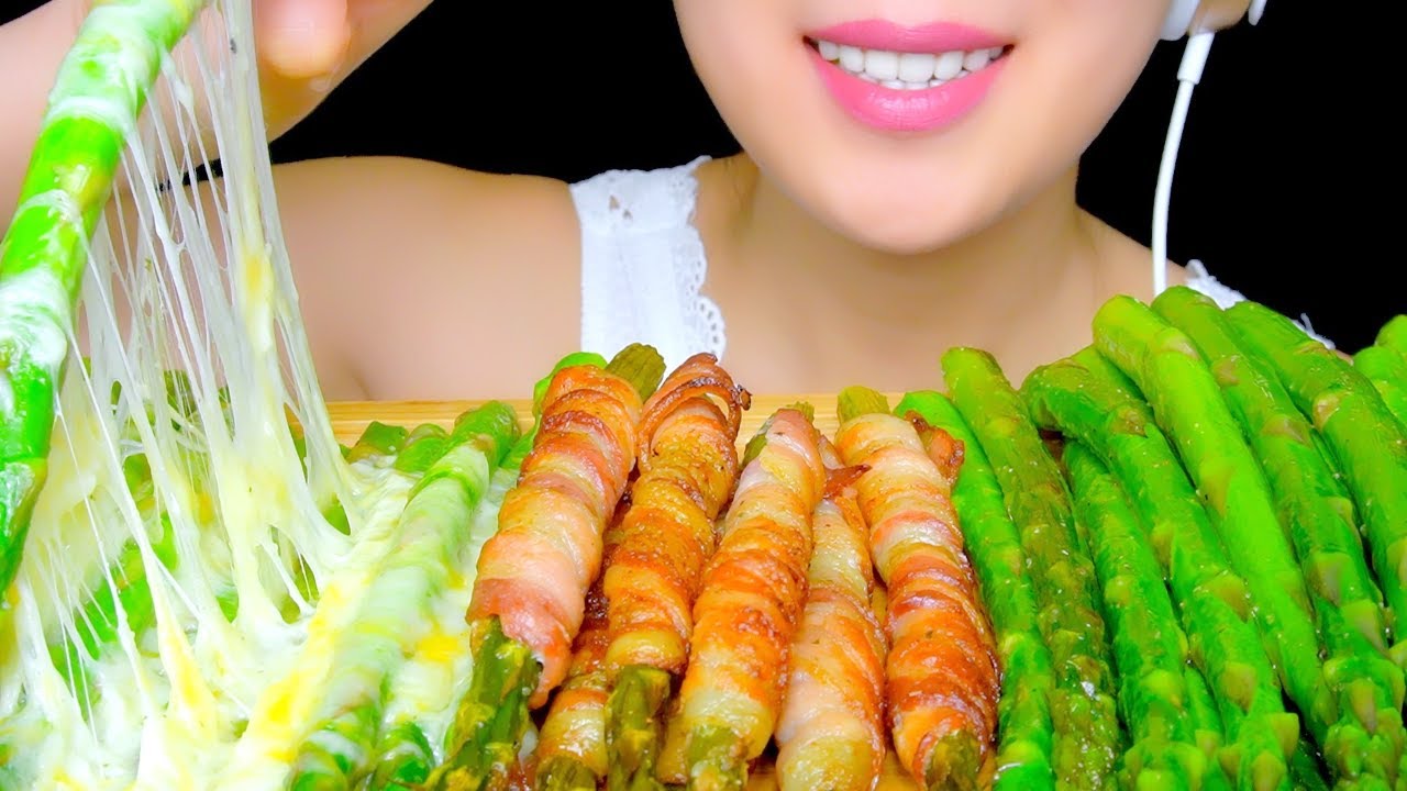 ASMR CHEESY ROASTED ASPARAGUS AND BACON WRAPPED ASPARAGUS | EATING SOUNDS NO TALKING | TracyN ASMR