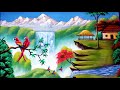 Mountain waterfall nature scenery painting  painting tutorial for biggeners  drawing painting