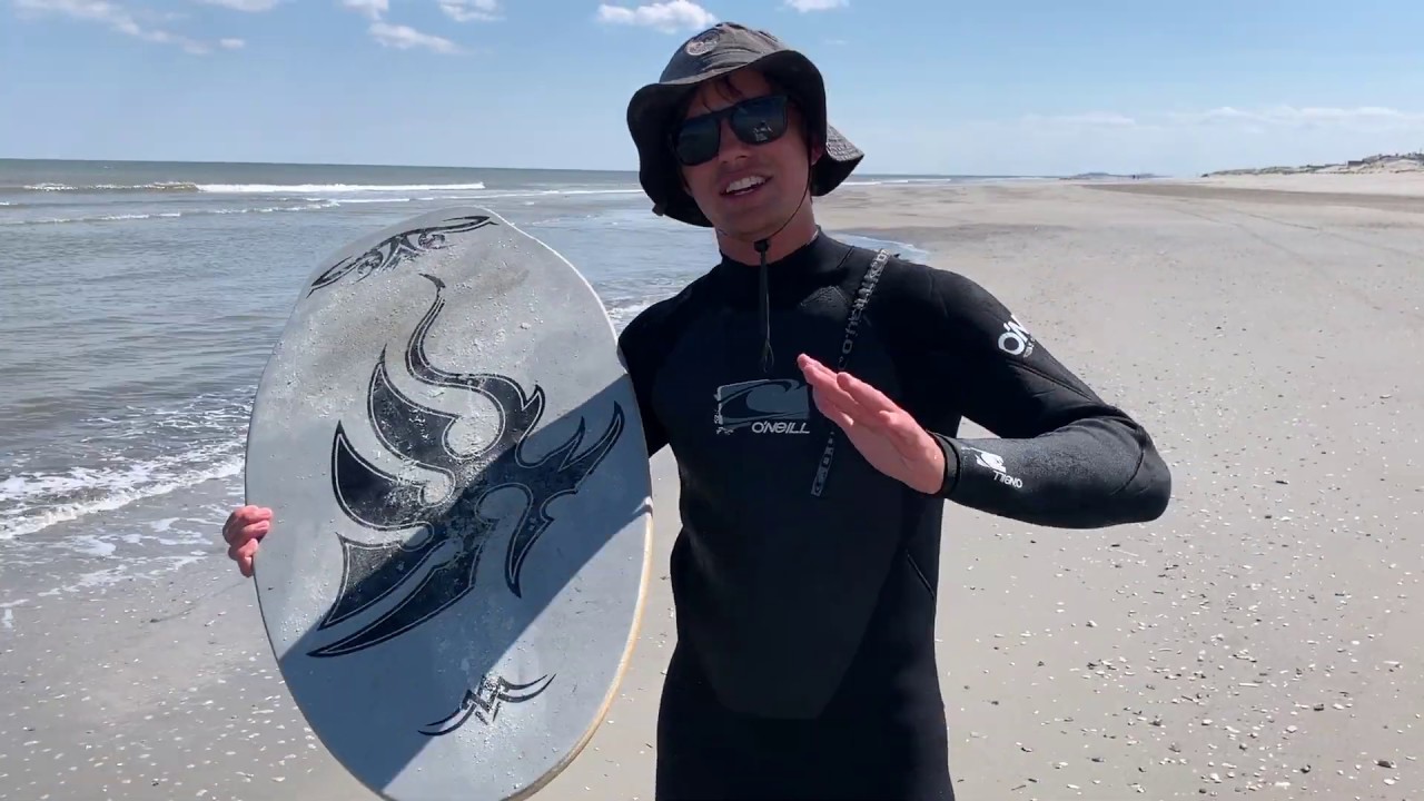 A beginner trying to catch waves on a skimboard YouTube