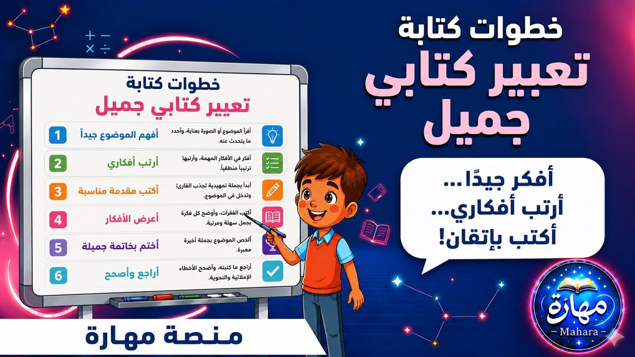 خطوات كتابة التعبير الكتابي  بكل سهولة 