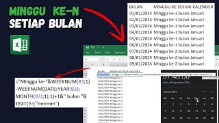 Menuliskan Minggu ke-N pada bulan berbeda sesuai kalender dengan rumus excel