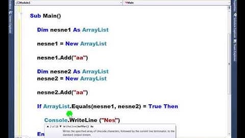 Visual Basic .NET - Ders 310 : ArrayList - Equals-2
