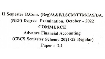 Advance Financial Accounting 2022 Question Paper