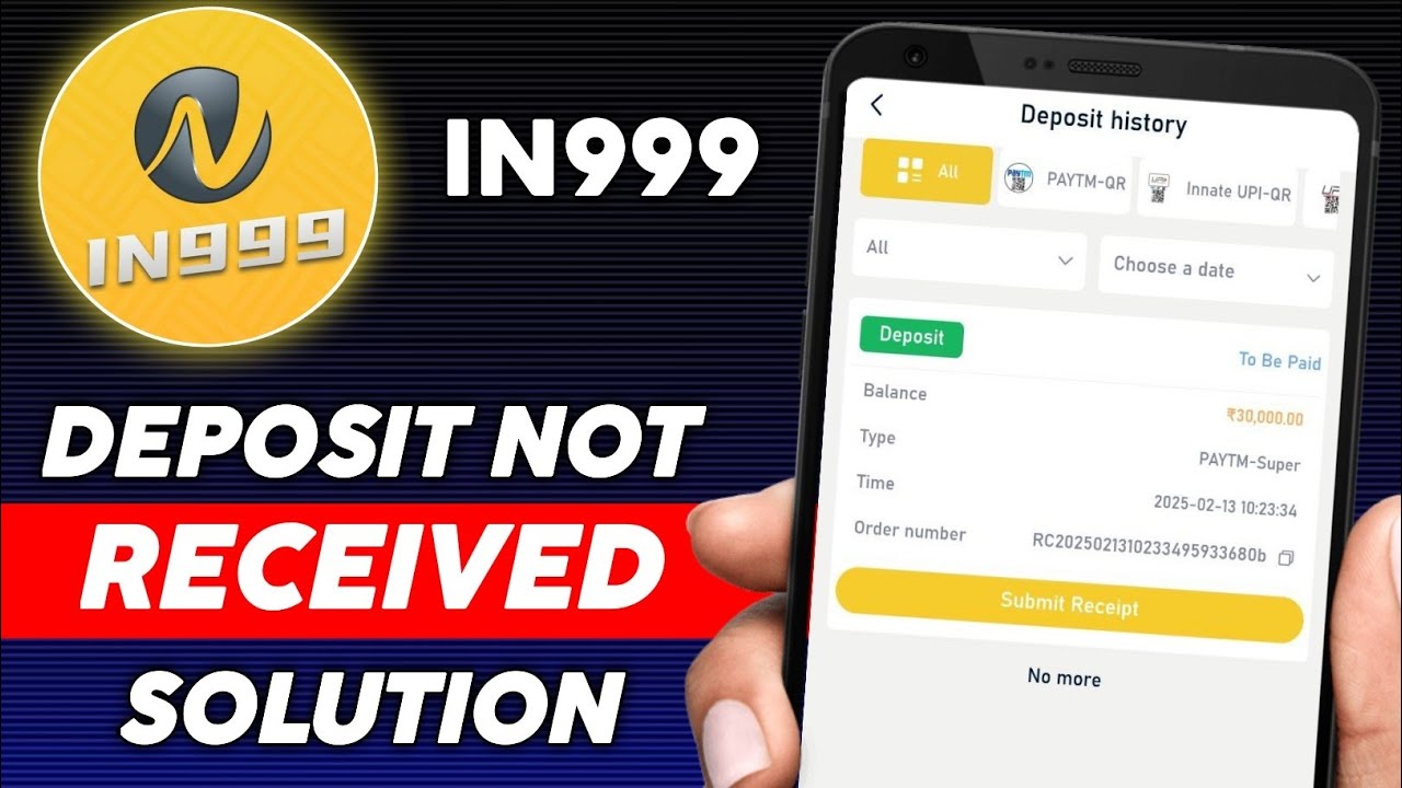 In999 Game deposit not received problem solve kaise kare 🤔