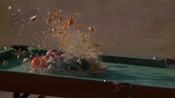 when a 400mph speed pool break with a cannon at slow motion