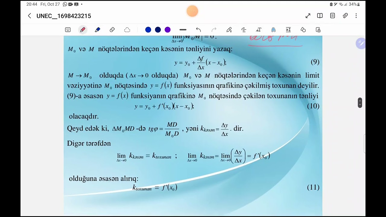 Funksiyanın törəməsi və diferensialı.