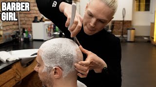 💈 Barber Girl | Head Shave with Massage at @nomadbarber | BINAURAL ASMR