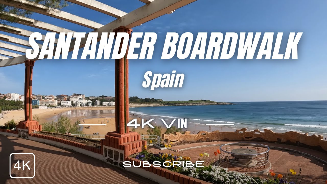 Paseo Marítimo de Santander, España | Paseo por la Playa [4K]