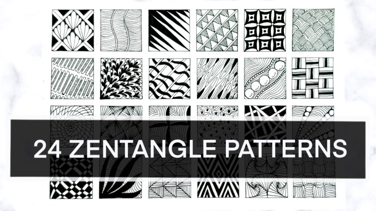 24 Zentangle Patterns || Doodle Patterns || Zentangle art - YouTube