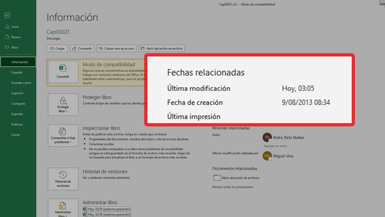 Como Cambiar la Fecha de CREACIÓN y MODIFICACIÓN a un archivo EXCEL YouTube Como Cambiar la Fecha de CREACIÓN y MODIFICACIÓN a un archivo EXCEL YouTube