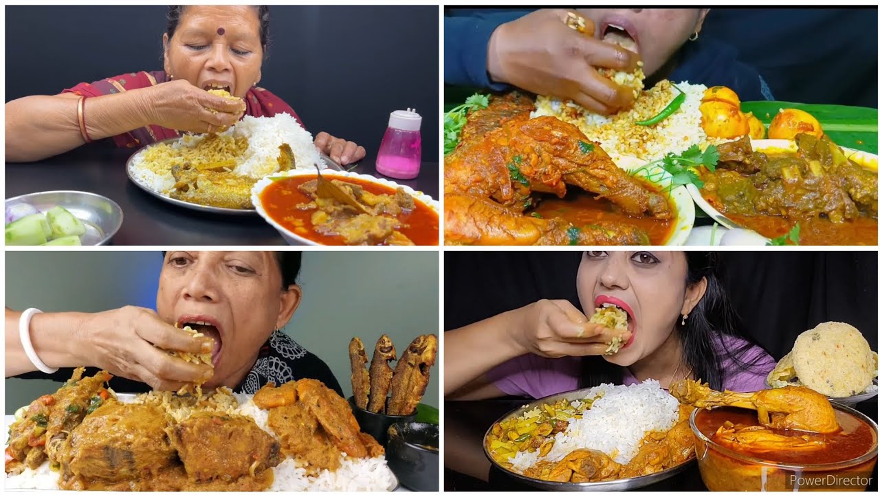 Asmr🔥Eating Spicy Mutton Curry, Duck Curry, Alu Posto, Begun Vaja, Dal, Papad with 😋🤤