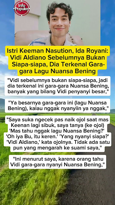 Istri Keenan Nasution sebut Vidi Aldiano terkenal gara-gara lagu Nuansa Bening #vidialdiano#hakcipta
