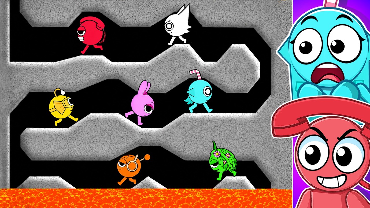 SPRUNKI vs RISING LAVA (Marble Race)