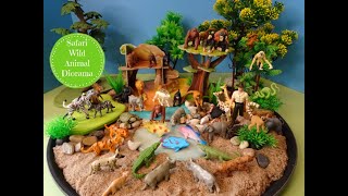 Safari Wild Animal Figures Tray Diorama - Learn Animal Names