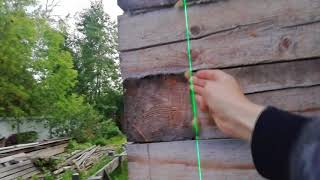 Проверка стен дома из бруса на вертикальность лазерным уровнем | Евгений Столев