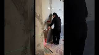 Floor Tiles on Walls 😱 Pro Tile Setter Skills | Trending Construction Challenge