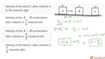 Three blocks A, B and C each of mass m are placed on a surface as shown in the figure. Blocks B