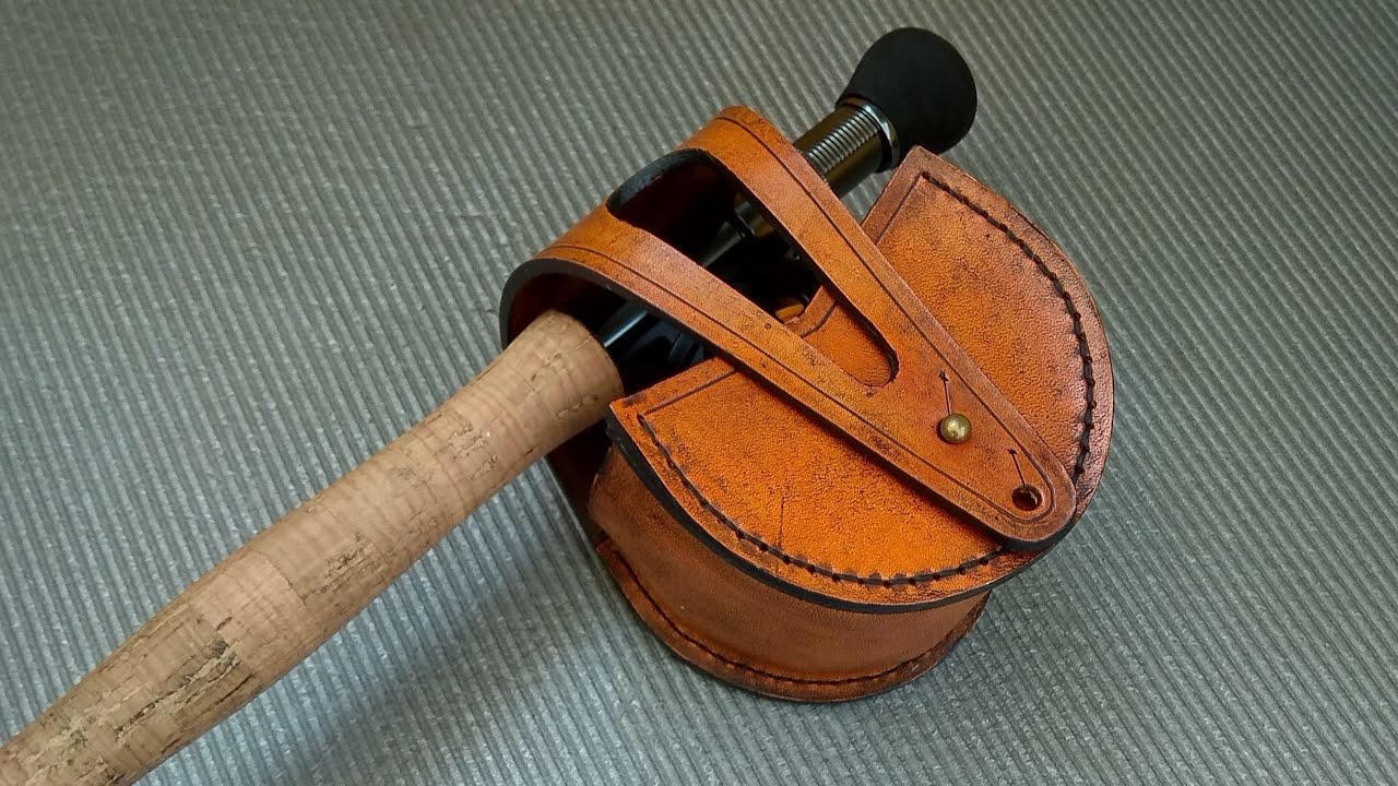 Leather reel case. Protective reel case. Making Leather Fishing Reel Case.  