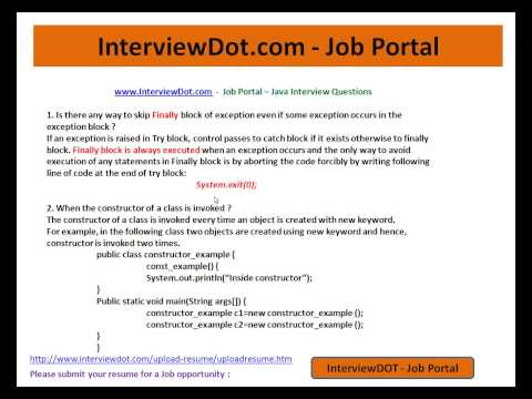 Java Interview Questions and Answers finally block ,when contructor will be called