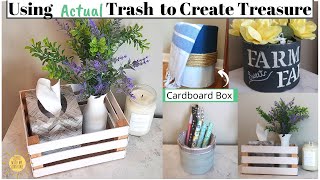 Using Trash to Create Treasure ⚫ Plastic bottles ⚫ Cardboard⚫ can ⚫ Free DIY Decor Recycle Repurpose