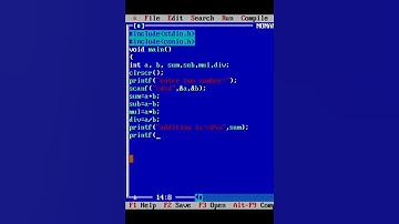 C program to perform add, sub, mul, div of two number in turbo C. #shorts 👩‍💻👩‍💻
