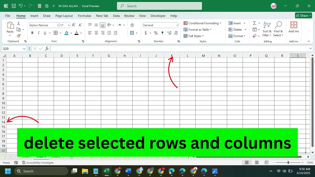 how to delete selected rows and columns in excel - YouTube